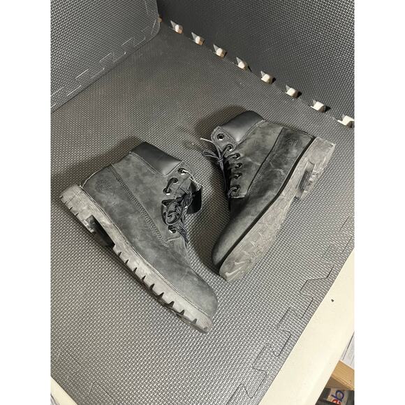 Timberland Black Leather Suede Waterproof Lace‎ Up Boots Kids 6.5 Womens 7.5 - Picture 4 of 8